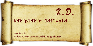Káplár Dévald névjegykártya